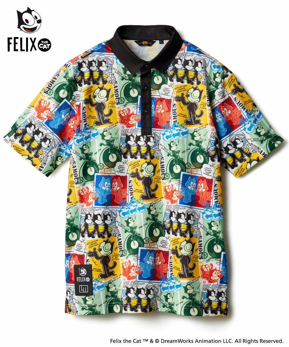 775610-998 ラウドマウス メンズ LOUDMOUTH×FELIX コラボ柄半袖シャツ ブラック