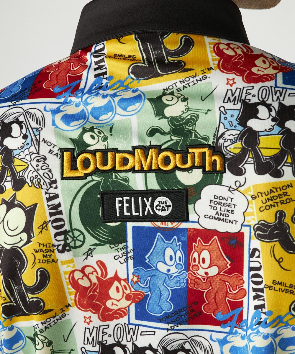 775610-998 ラウドマウス メンズ LOUDMOUTH×FELIX コラボ柄半袖シャツ ブラック