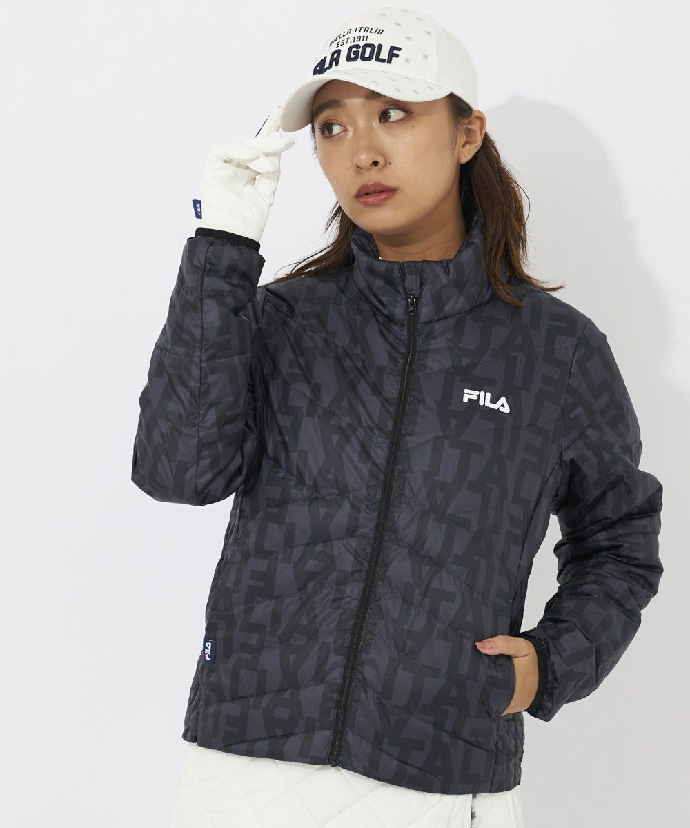 FILA GOLF レディース ハイブリッドダウンジャケット｜撥水加工 / 保温 ブラック