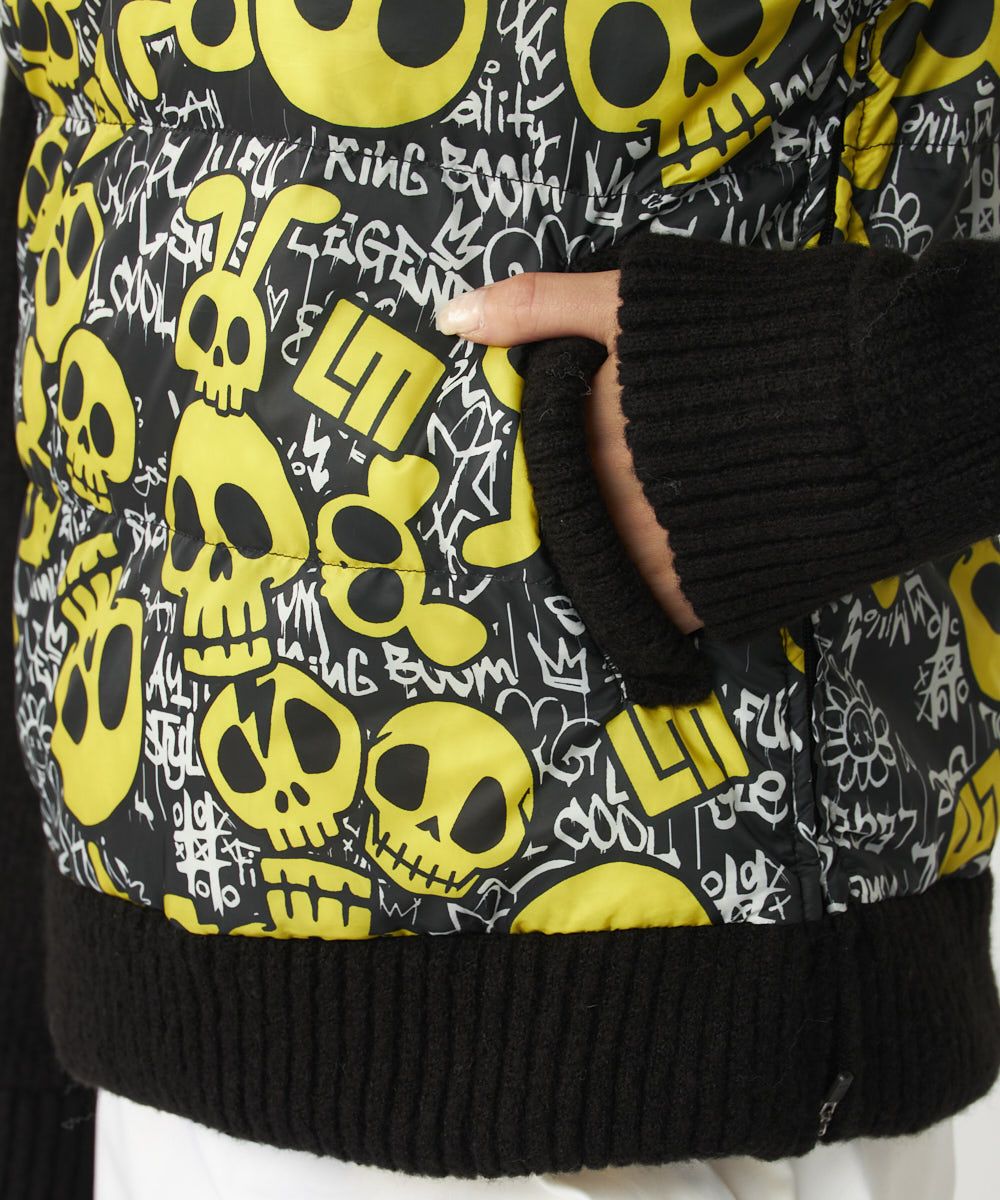 ラウドマウス　レディース マットタフタ 柄ダウン×ニットブルゾン Animal Skulls/アニマルスカルズ