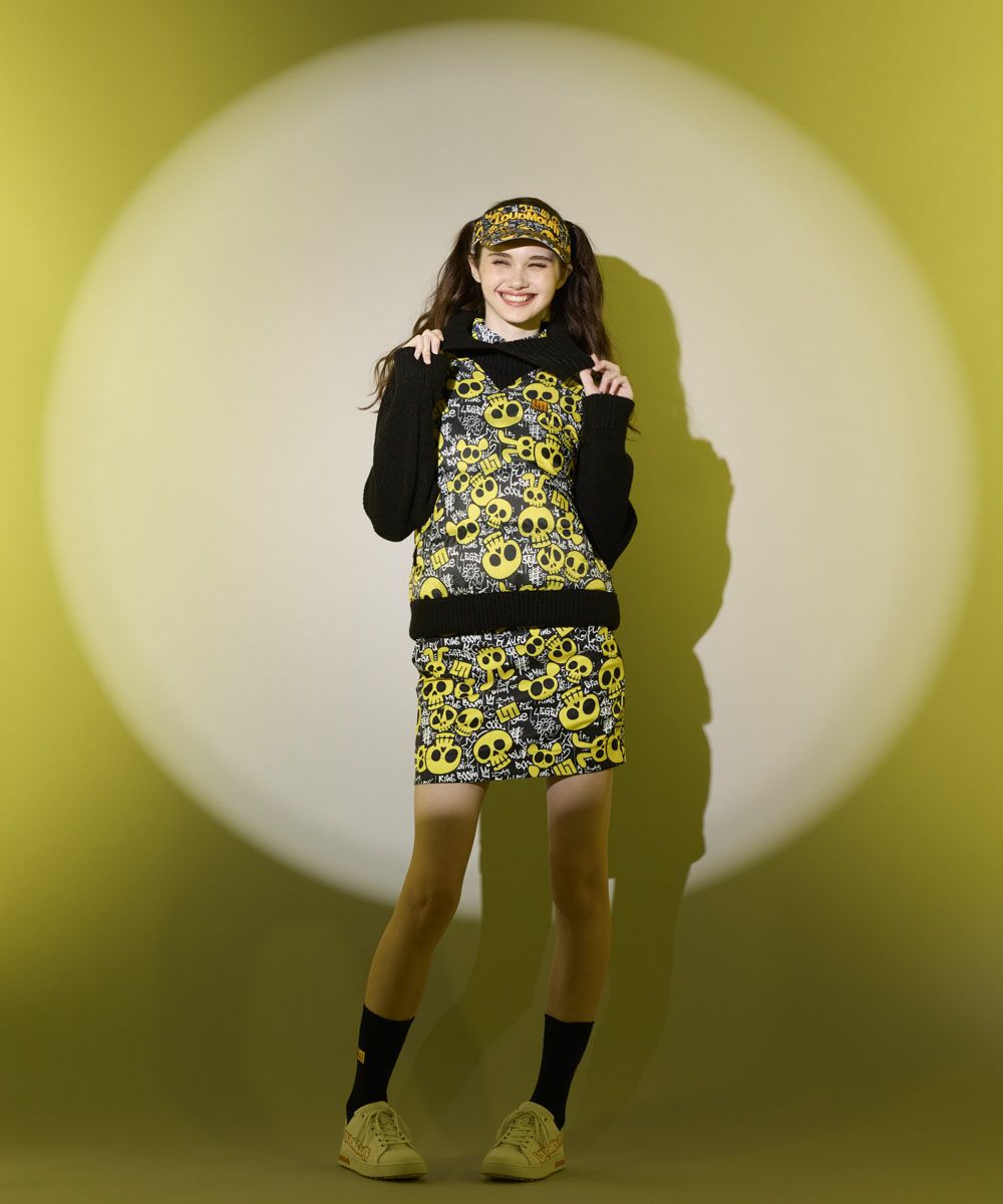 ラウドマウス　レディース マットタフタ 柄ダウン×ニットブルゾン Animal Skulls/アニマルスカルズ
