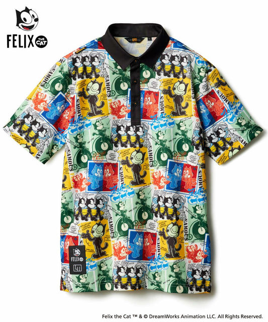 775610-998 ラウドマウス メンズ LOUDMOUTH×FELIX コラボ柄半袖シャツ ブラック
