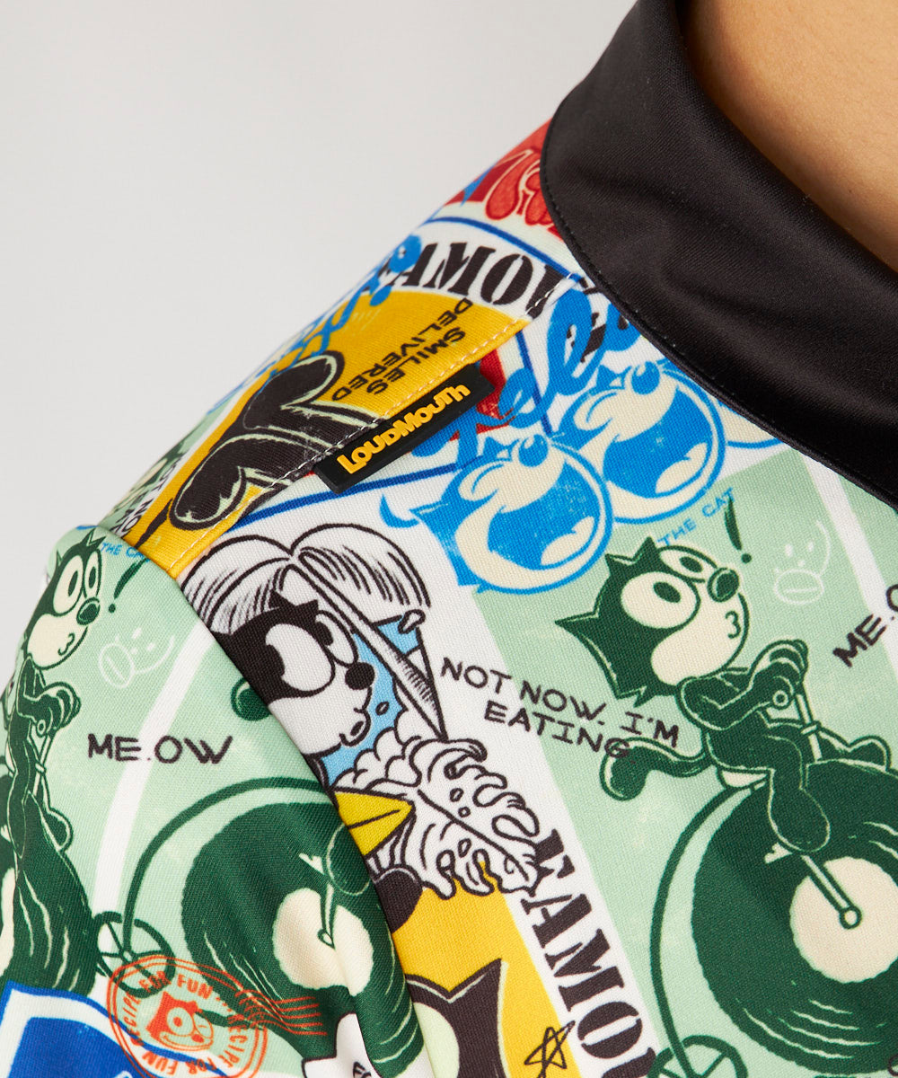 775660-998 ラウドマウス レディース LOUDMOUTH×FELIX コラボ柄半袖シャツ ブラック
