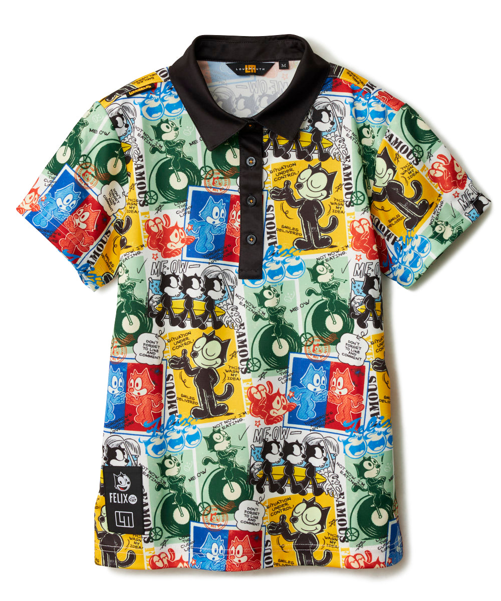 775660-998 ラウドマウス レディース LOUDMOUTH×FELIX コラボ柄半袖シャツ ブラック
