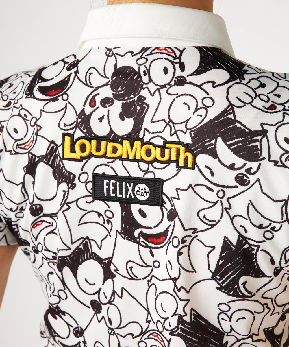 775660-999  ラウドマウス レディース LOUDMOUTH×FELIX コラボ柄半袖シャツ ホワイト