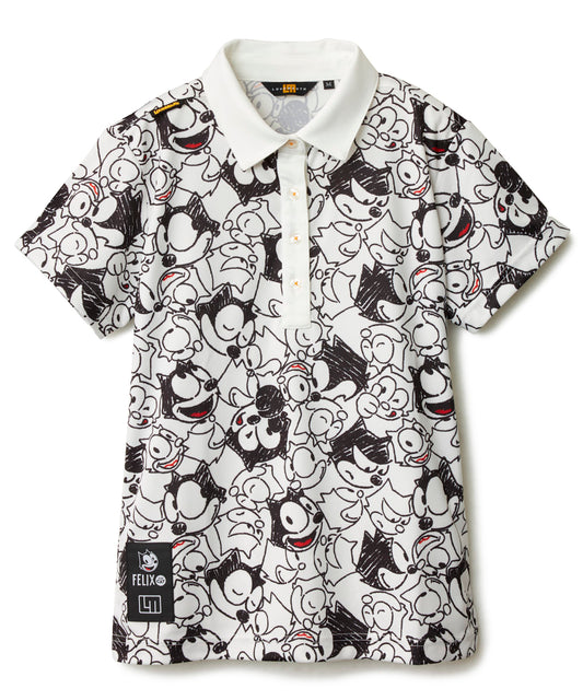 775660-999  ラウドマウス レディース LOUDMOUTH×FELIX コラボ柄半袖シャツ ホワイト